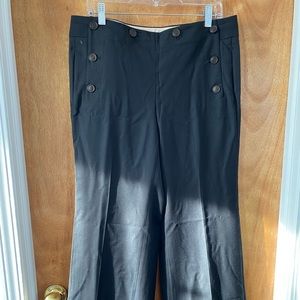 J Crew wide leg City Fit black slacks with sailor buttons